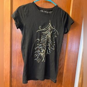 Sequin Peacock Black T-Shirt 🦚🦚🦚